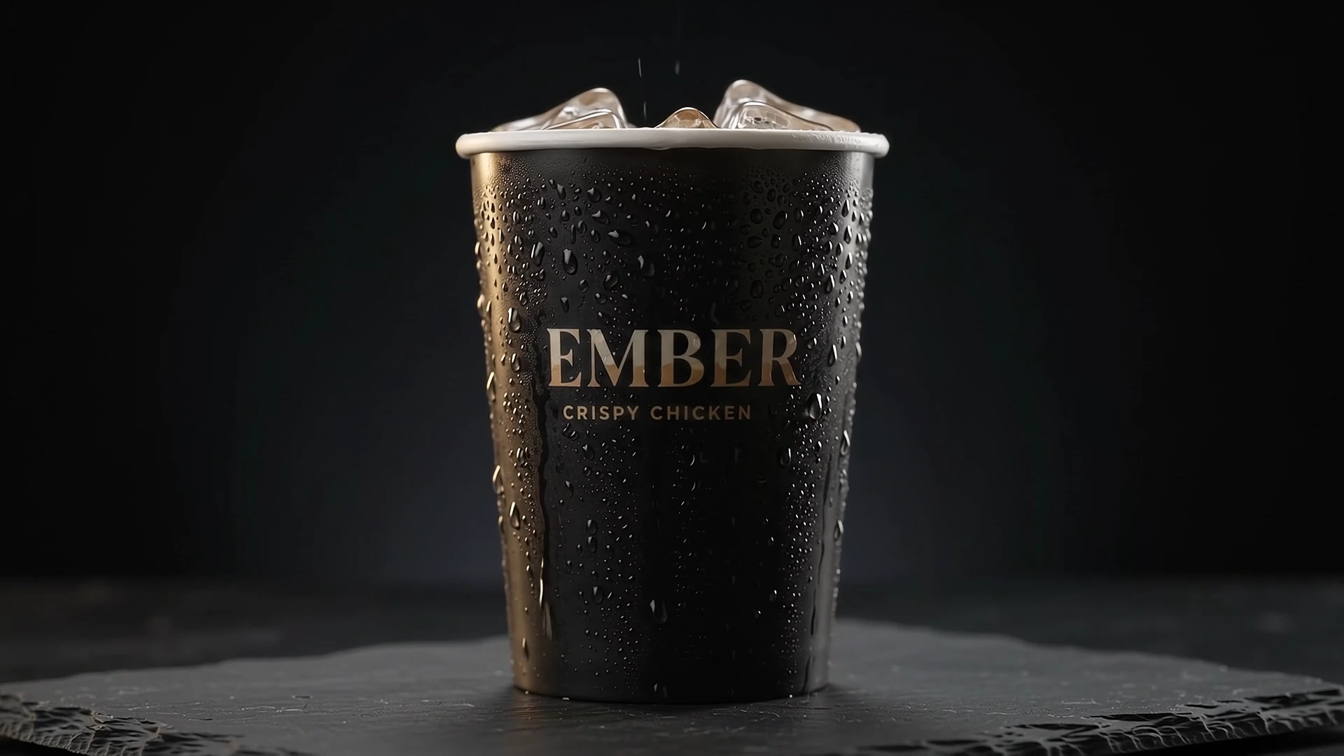 Ice-cold cola in a condensation-covered EMBER cup