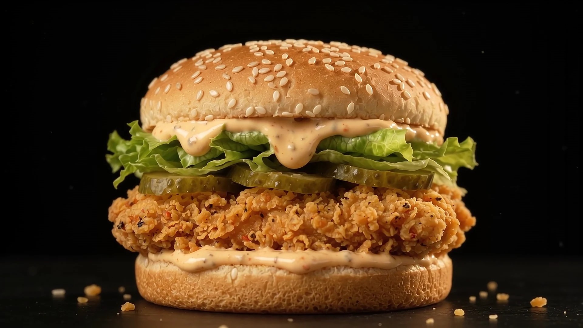 A finished signature crispy chicken burger
